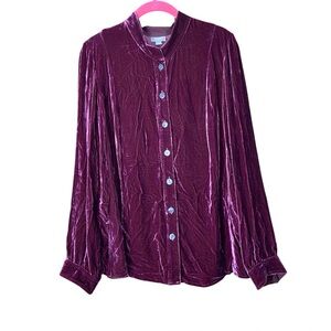 J.Jill Purple Velvet Blouse M 90s Gothic Romantic Top